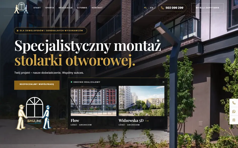Strona Bauline Invest na komputerze