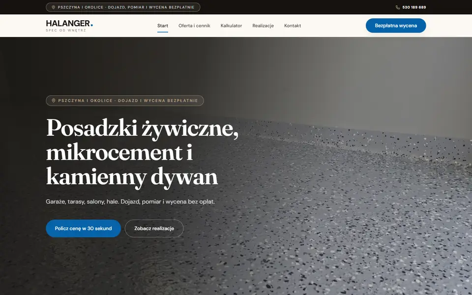 Strona HALANGER na komputerze