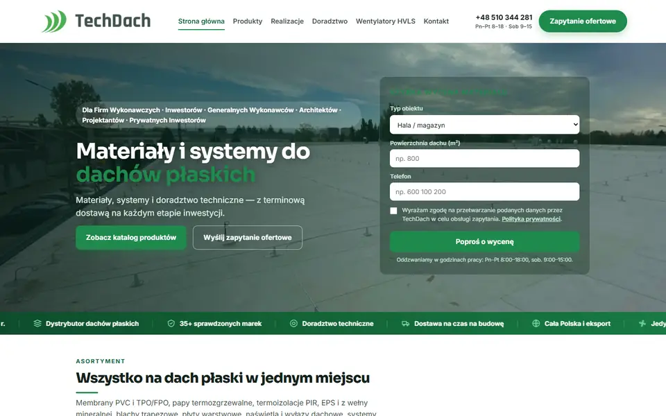 Strona TechDach na komputerze