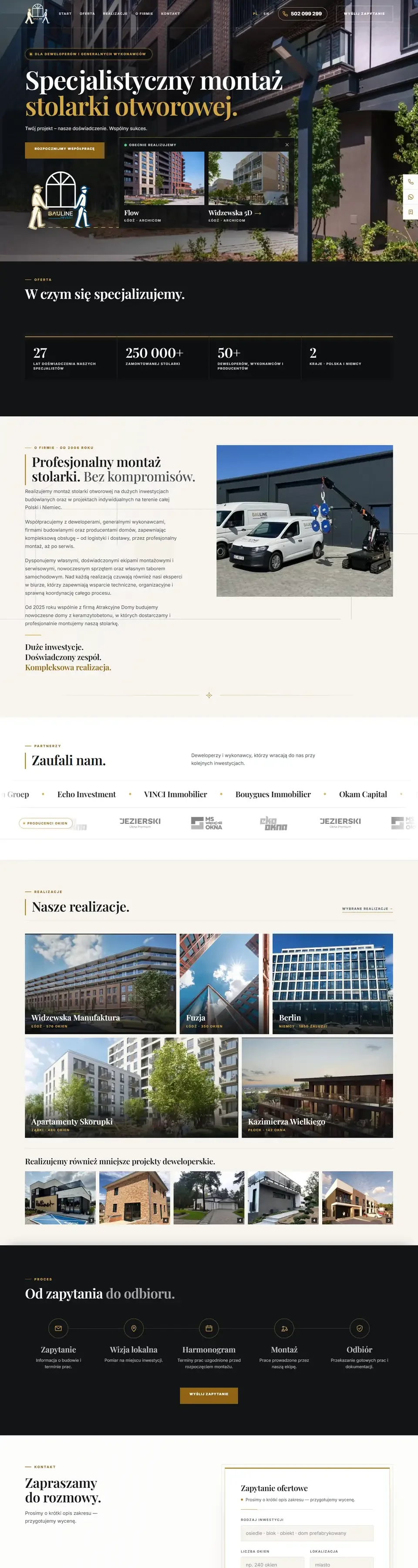 Strona Bauline Invest na komputerze